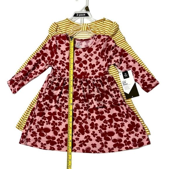 Member's Mark Girls' 2 Pack Dress Red Floral/Stripe Size 3T - Picture 6 of 15